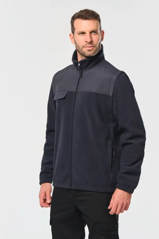 Men's Fleece Jacket Removable Sleeves Customizable