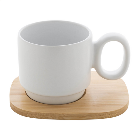 Premium Ceramic Kaguya Mug with Bamboo Tray