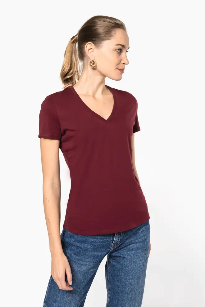 Women's Organic Cotton V-neck T-shirt GOTS Certified