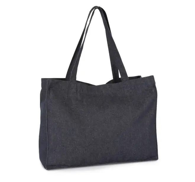 Large recycled denim sustainable shopper bag