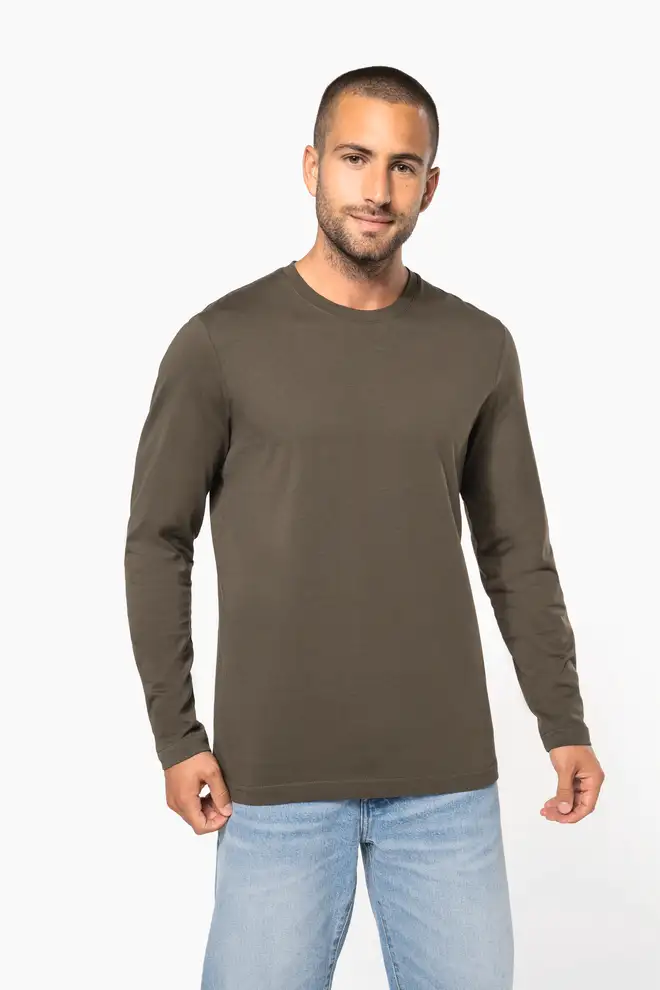 Men's long sleeve cotton t-shirt crew neck