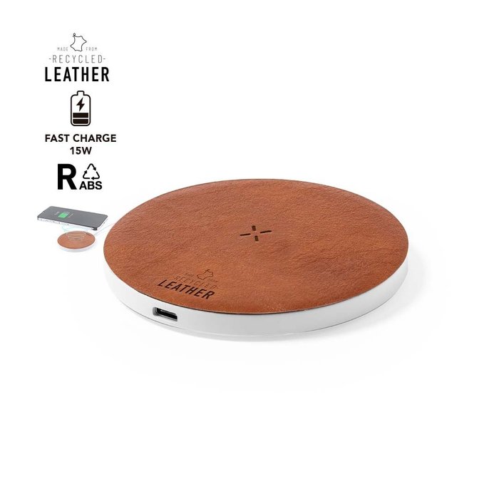 15W Wireless Charger Recycled Leather RCS Certified