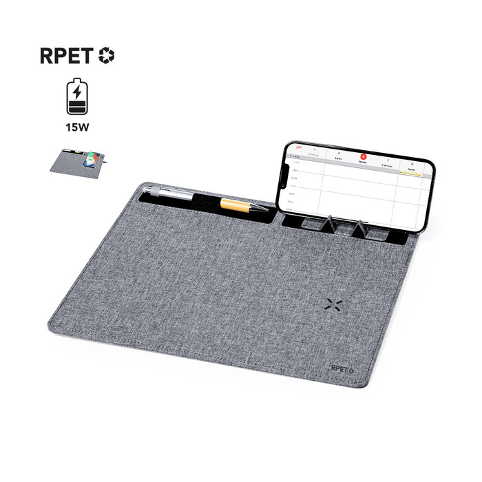 Deuz RPET Mouse Pad with 15W Wireless Charger