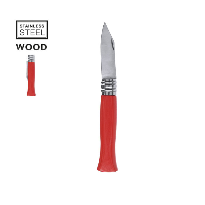 Stainless Steel Pocket Knife Wood Grip | Opifix Promo