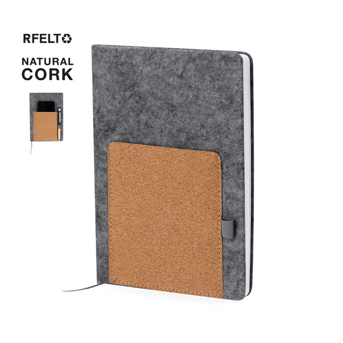 Block Notes Sostenibile Feltro RPET Sughero