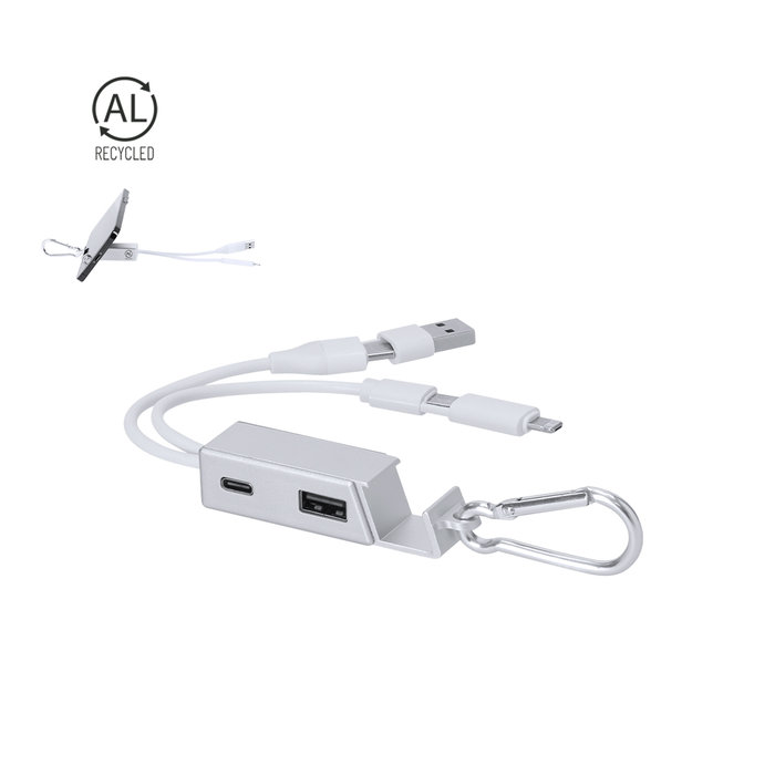 Recycled Aluminum USB Charger Hub Leony