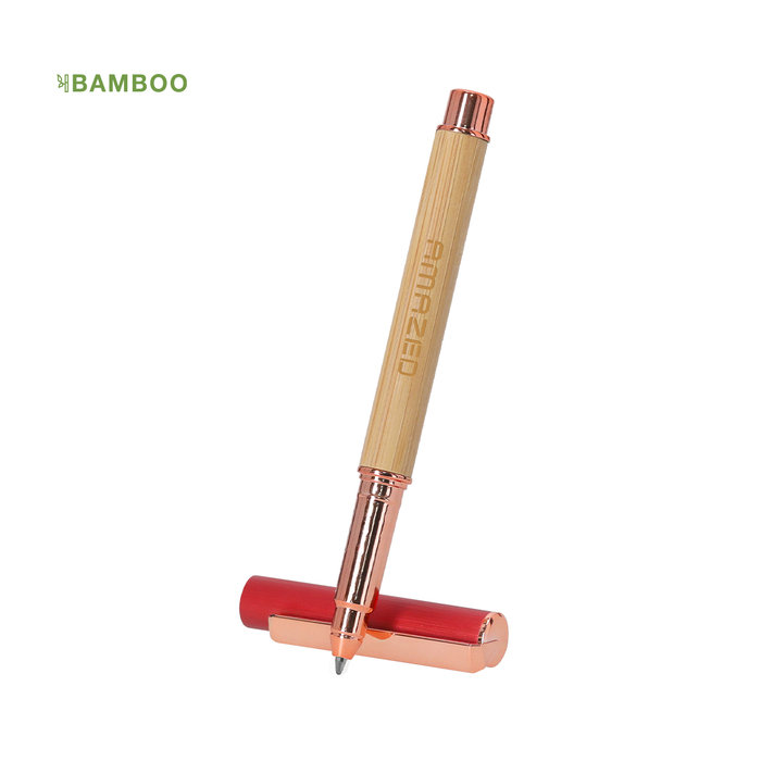 Bamboo Aluminum Rose Gold Roller Pen