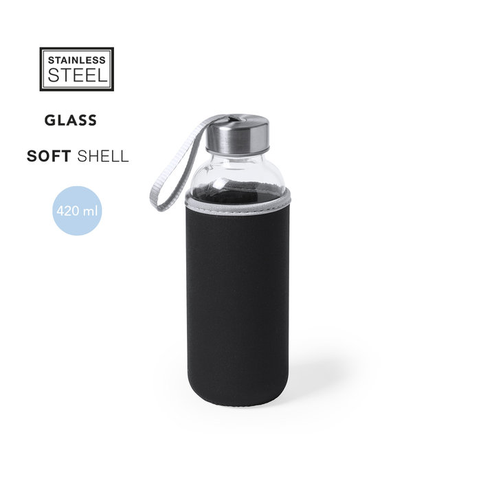 Glass Water Bottle 420ml with Neoprene Case