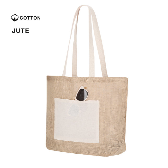 Farus Jute Bag Natural Cotton Pocket