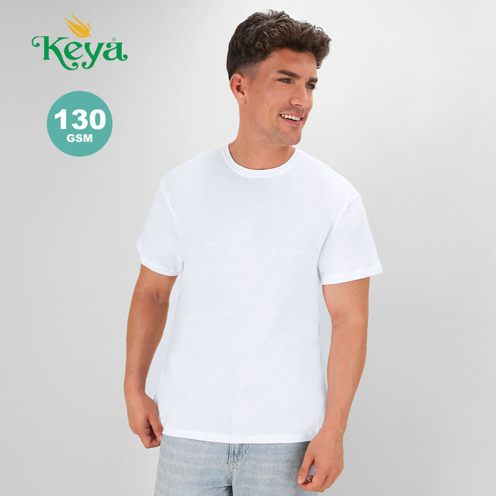 White Adult T-Shirt Keya MC130 Cotton