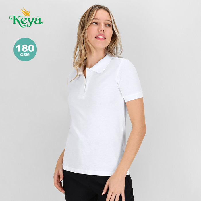 Polo Donna Bianco Keya WPS180 Cotone