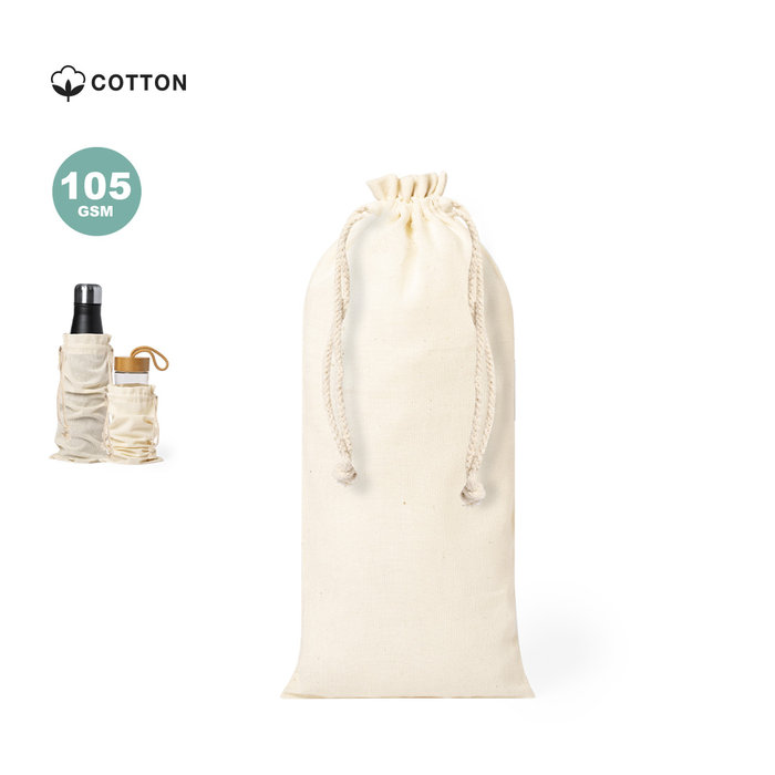 Natural Cotton Bottle Bag 12x33cm
